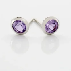 Histoire d'Or Boucles D'oreilles Puces Edy Serti Clos Or Blanc Amethyste or blanc amethyste violette Discount