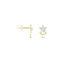 Histoire d'Or Boucles D'oreilles Puces Eleanor Fleur Or Jaune Oxyde De Zirconium Outlet