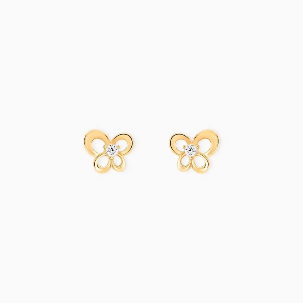 Histoire d'Or Boucles D'oreilles Puces Eleanor Fleur Or Jaune Oxyde De Zirconium Discount