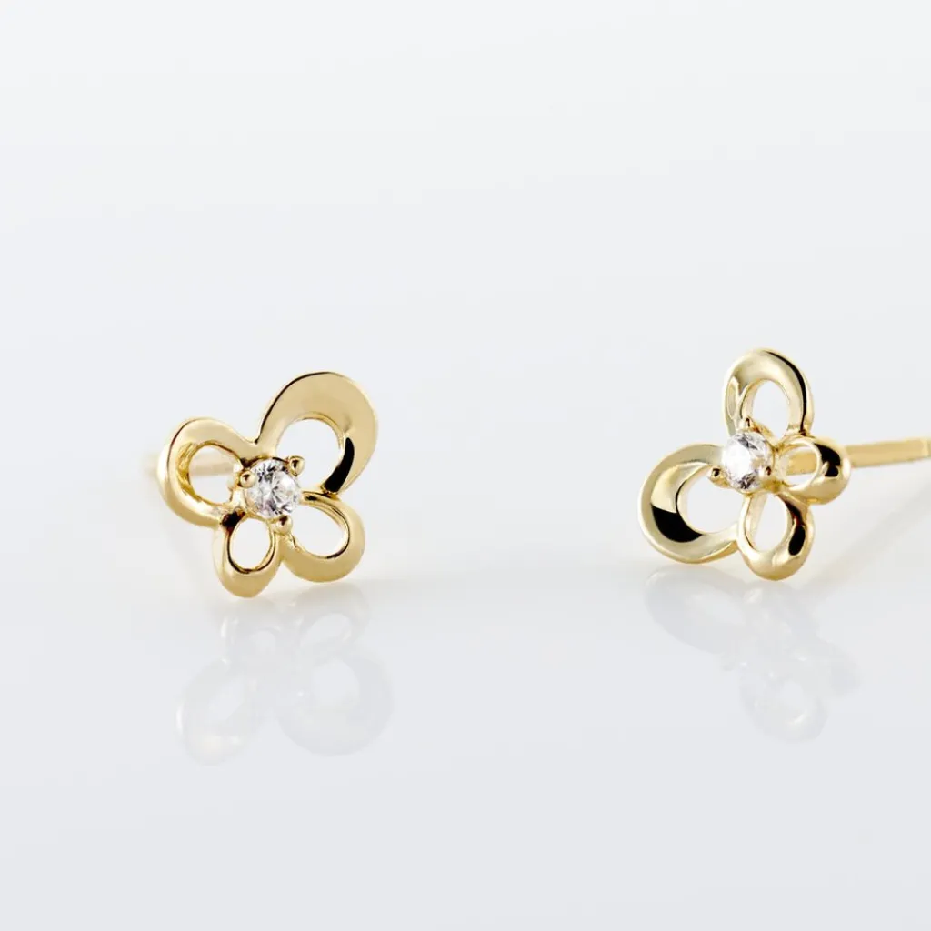Histoire d'Or Boucles D'oreilles Puces Eleanor Fleur Or Jaune Oxyde De Zirconium Discount