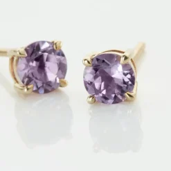 Histoire d'Or Boucles D'oreilles Puces Elea or jaune amethyste violet New