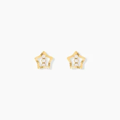 Histoire d'Or Boucles D'oreilles Puces Elais Etoile 5 Or Jaune Oxyde