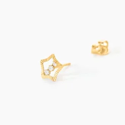 Histoire d'Or Boucles D'oreilles Puces Elais Etoile 5 Or Jaune Oxyde