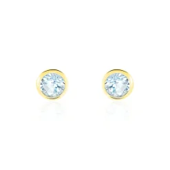 Histoire d'Or Boucles D'oreilles Puces Edy Serti Clos Or Jaune Topaze or jaune topaze bleue Sale