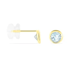 Histoire d'Or Boucles D'oreilles Puces Edy Serti Clos Or Jaune Topaze or jaune topaze bleue Sale