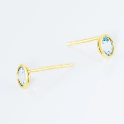 Histoire d'Or Boucles D'oreilles Puces Edy Serti Clos Or Jaune Topaze or jaune topaze bleue Sale