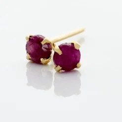 Histoire d'Or Boucles D'oreilles Puces Elea Serti Griffe or jaune rubis New