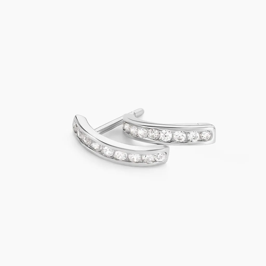 Histoire d'Or Boucles D'oreilles Puces Elenore Argent Blanc Oxyde De Zirconium Sale