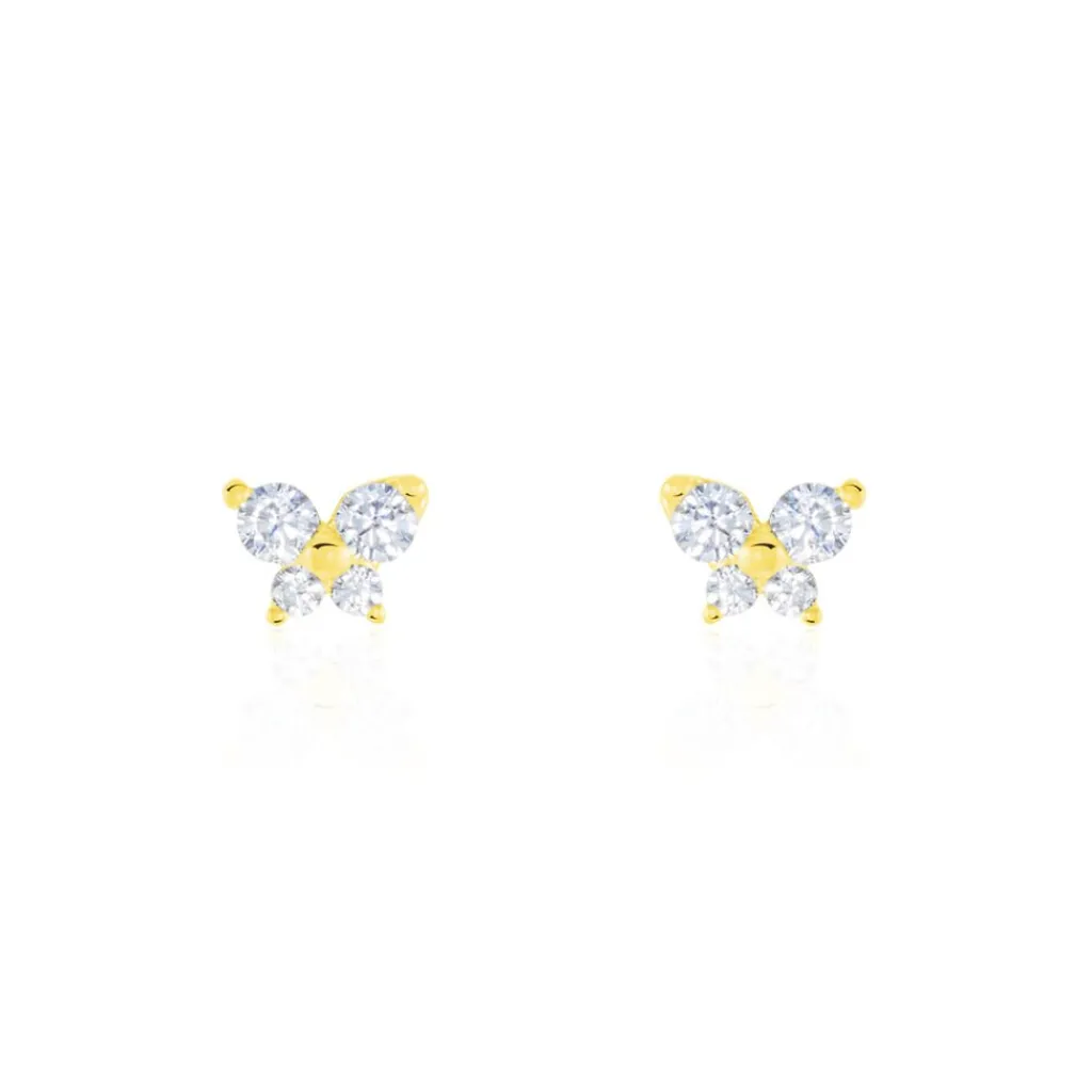 Histoire d'Or Boucles D'oreilles Puces Eleanor Fleur Or Jaune Oxyde De Zirconium Sale