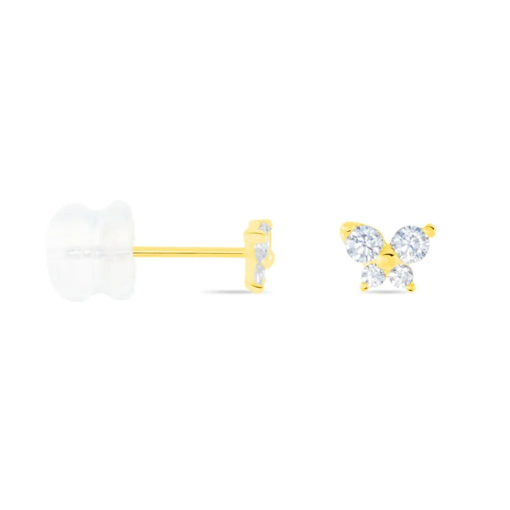 Histoire d'Or Boucles D'oreilles Puces Eleanor Fleur Or Jaune Oxyde De Zirconium Sale