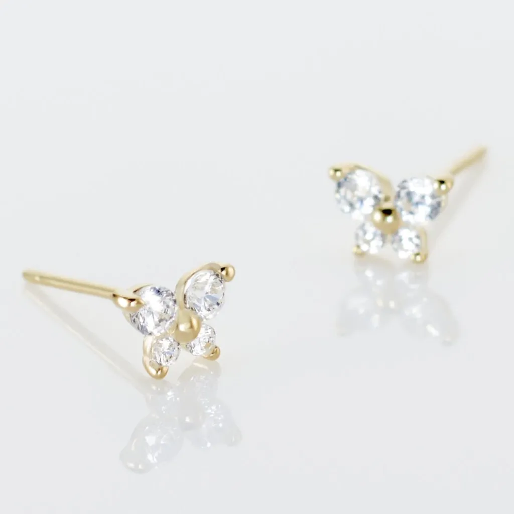 Histoire d'Or Boucles D'oreilles Puces Eleanor Fleur Or Jaune Oxyde De Zirconium Sale