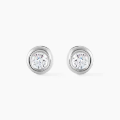 Histoire d'Or Boucles D'oreilles Puces Eden Serti Pneu Or Blanc Oxyde De Zirconium New