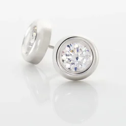 Histoire d'Or Boucles D'oreilles Puces Eden Serti Pneu Or Blanc Oxyde De Zirconium New