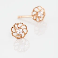 Histoire d'Or Boucles D'oreilles Puces Eleanor Fleur Or Rose Oxyde De Zirconium Best