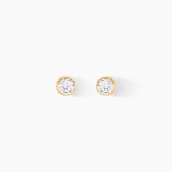 Histoire d'Or Boucles D'oreilles Puces Elda Serti Clos Or Jaune Oxyde De Zirconium