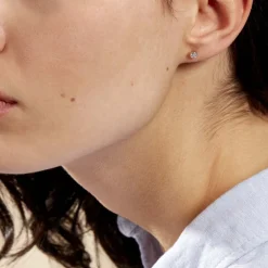 Histoire d'Or Boucles D'oreilles Puces Elda Serti Clos Or Jaune Oxyde De Zirconium