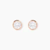 Histoire d'Or Boucles D'oreilles Puces Elda Serti Clos Or Rose Oxyde De Zirconium New