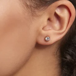 Histoire d'Or Boucles D'oreilles Puces Elda Serti Clos Or Rose Oxyde De Zirconium New