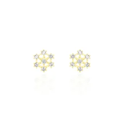 Histoire d'Or Boucles D'oreilles Puces Eileen Flocon Or Jaune Oxyde De Zirconium Discount