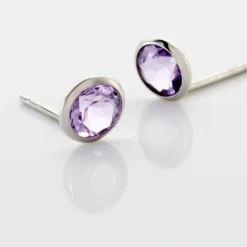 Histoire d'Or Boucles D'oreilles Puces Edy Serti Clos Or Blanc Amethyste or blanc amethyste violette Discount