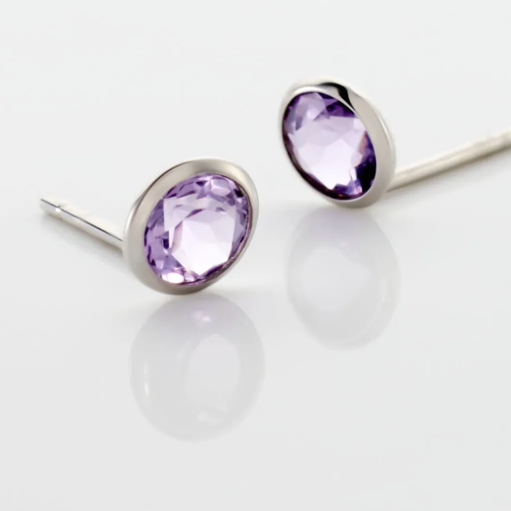 Histoire d'Or Boucles D'oreilles Puces Edy Serti Clos Or Blanc Amethyste or blanc amethyste violette Discount