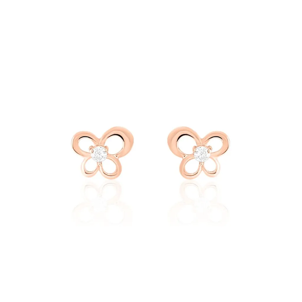 Histoire d'Or Boucles D'oreilles Puces Eleanor Fleur Or Rose Oxyde De Zirconium Discount