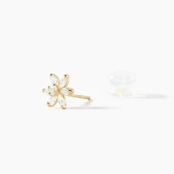Histoire d'Or Boucles D'oreilles Puces Eleanor Fleur Or Jaune Oxyde De Zirconium New