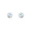 Histoire d'Or Boucles D'oreilles Puces Edy Serti Clos Or Blanc Topaze