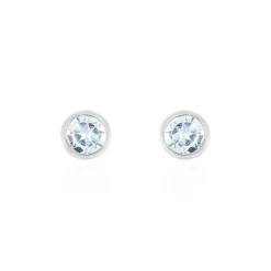 Histoire d'Or Boucles D'oreilles Puces Edy Serti Clos Or Blanc Topaze