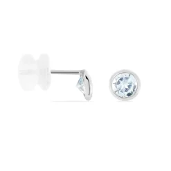 Histoire d'Or Boucles D'oreilles Puces Edy Serti Clos Or Blanc Topaze