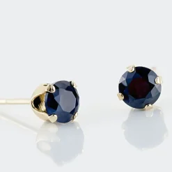 Histoire d'Or Boucles D'oreilles Puces Elea Serti Griffe Or Jaune Saphir Discount