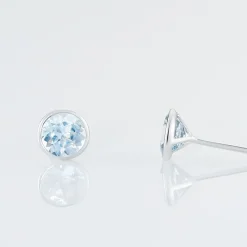 Histoire d'Or Boucles D'oreilles Puces Edy Serti Clos Or Blanc Topaze or blanc topaze bleue Hot