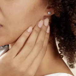 Histoire d'Or Boucles D'oreilles Puces Edy Serti Clos Or Blanc Topaze or blanc topaze bleue Hot