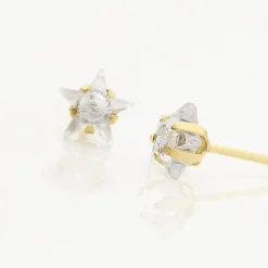 Histoire d'Or Boucles D'oreilles Puces Elais Etoile Or Jaune Oxyde De Zirconium New