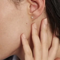 Histoire d'Or Boucles D'oreilles Puces Elais Etoile Or Jaune Oxyde De Zirconium New