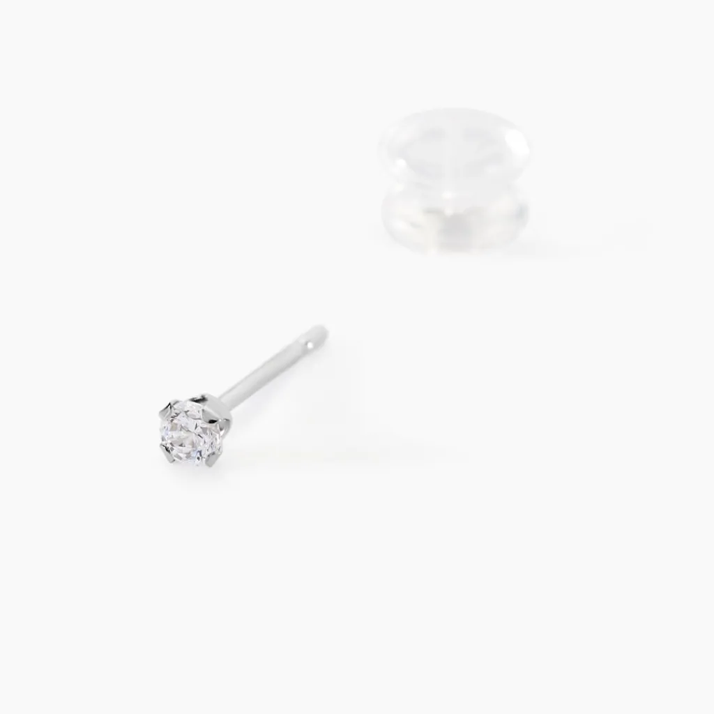 Histoire d'Or Boucles D'oreilles Puces Eddie Or Blanc Oxyde De Zirconium Best