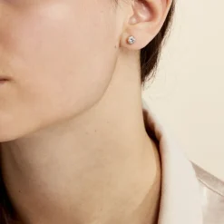 Histoire d'Or Boucles D'oreilles Puces Elda Serti Clos Or Jaune Oxyde De Zirconium Online