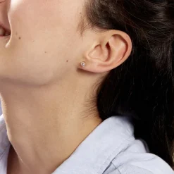 Histoire d'Or Boucles D'oreilles Puces Elda Serti Clos Or Jaune Oxyde De Zirconium Online