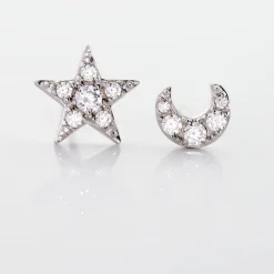 Histoire d'Or Boucles D'oreilles Puces Eden Or Blanc Oxyde De Zirconium Discount