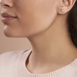 Histoire d'Or Boucles D'oreilles Puces Eden Or Blanc Oxyde De Zirconium Discount