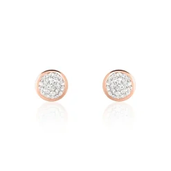 Histoire d'Or Boucles D'oreilles Puces Edmee Cercle 0 Or Rose Strass Online