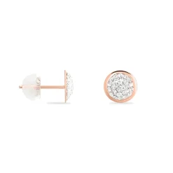 Histoire d'Or Boucles D'oreilles Puces Edmee Cercle 0 Or Rose Strass Online