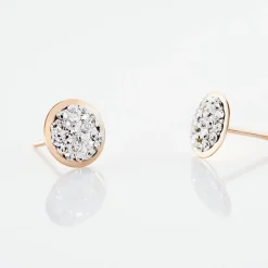 Histoire d'Or Boucles D'oreilles Puces Edmee Cercle 0 Or Rose Strass Online