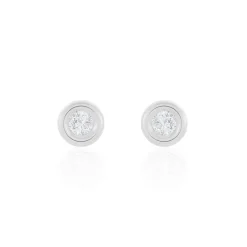 Histoire d'Or Boucles D'oreilles Puces Eden Serti Pneu Or Blanc Oxyde De Zirconium Discount