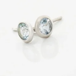 Histoire d'Or Boucles D'oreilles Puces Edy Serti Clos Or Blanc Topaze or blanc topaze bleue Outlet