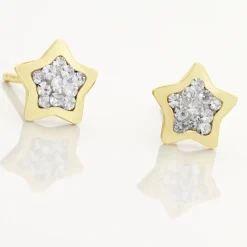 Histoire d'Or Boucles D'oreilles Puces Elais Etoile 0 Or Jaune Strass Sale