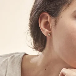 Histoire d'Or Boucles D'oreilles Puces Elais Etoile 0 Or Jaune Strass Sale