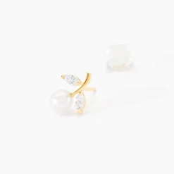 Histoire d'Or Boucles D'oreilles Puces Frigga Or Jaune Perle De Culture Et Oxyde Discount