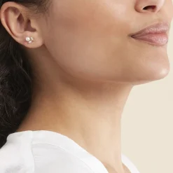 Histoire d'Or Boucles D'oreilles Puces Frigga Or Jaune Perle De Culture Et Oxyde Discount