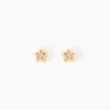 Histoire d'Or Boucles D'oreilles Puces Fleur Email Or Jaune New